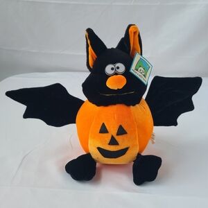 Vtg Peek-a-Boo Toys Halloween Bat Jack O Lantern Pumpkin Stuffed Animal Plush